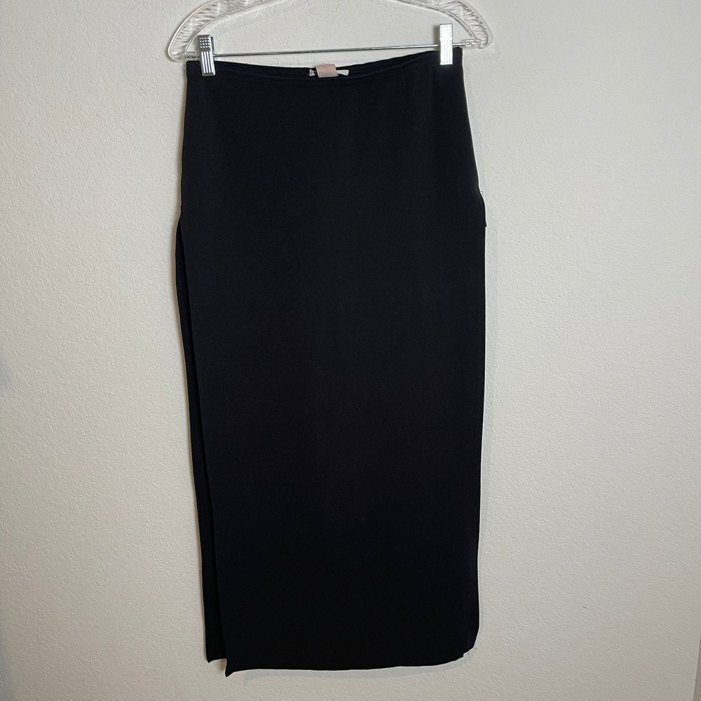 Vtg Y2k Edgy Romantic Renee Lauren HighSlit Black Skirt Built in Short S Minimal